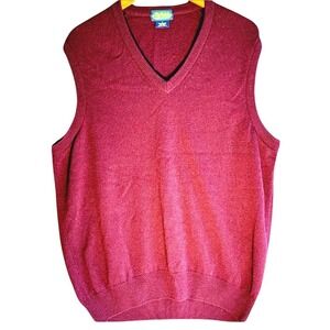 Byford London Men's Burgundy Lambswool V-Neck Sweater Vest‎ Size L